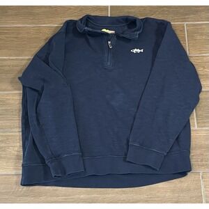 Orvis Men's Sweatshirt Xtra Large Navy Blue Quarter Zip Lightweight Long Sleeve